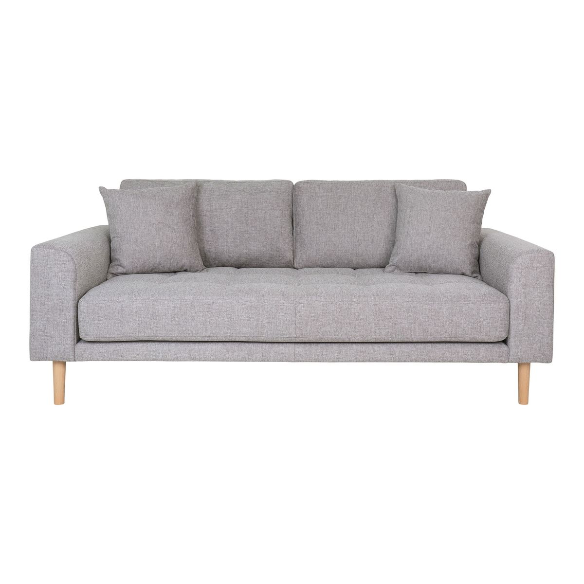 HOUSE NORDIC Lido 2,5 Personers Sofa - 2,5 Personers Sofa, lysegrå med to puder og natur træben, HN1040