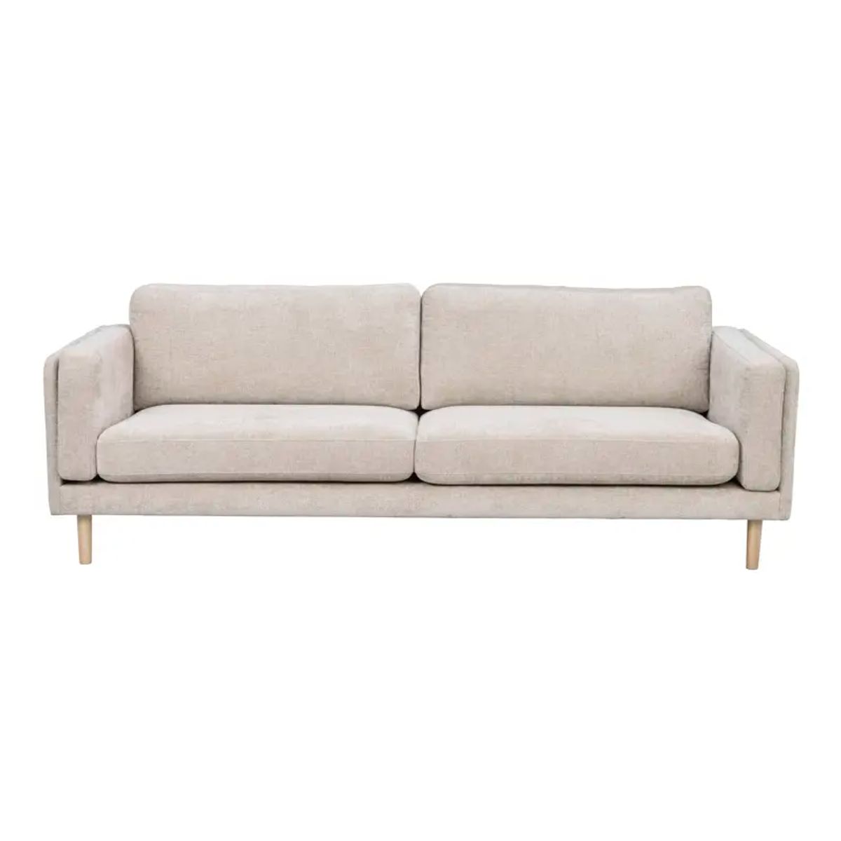 ROWICO Braden 3 pers. sofa - lys beige stof og hvidpigmenteret egetræ