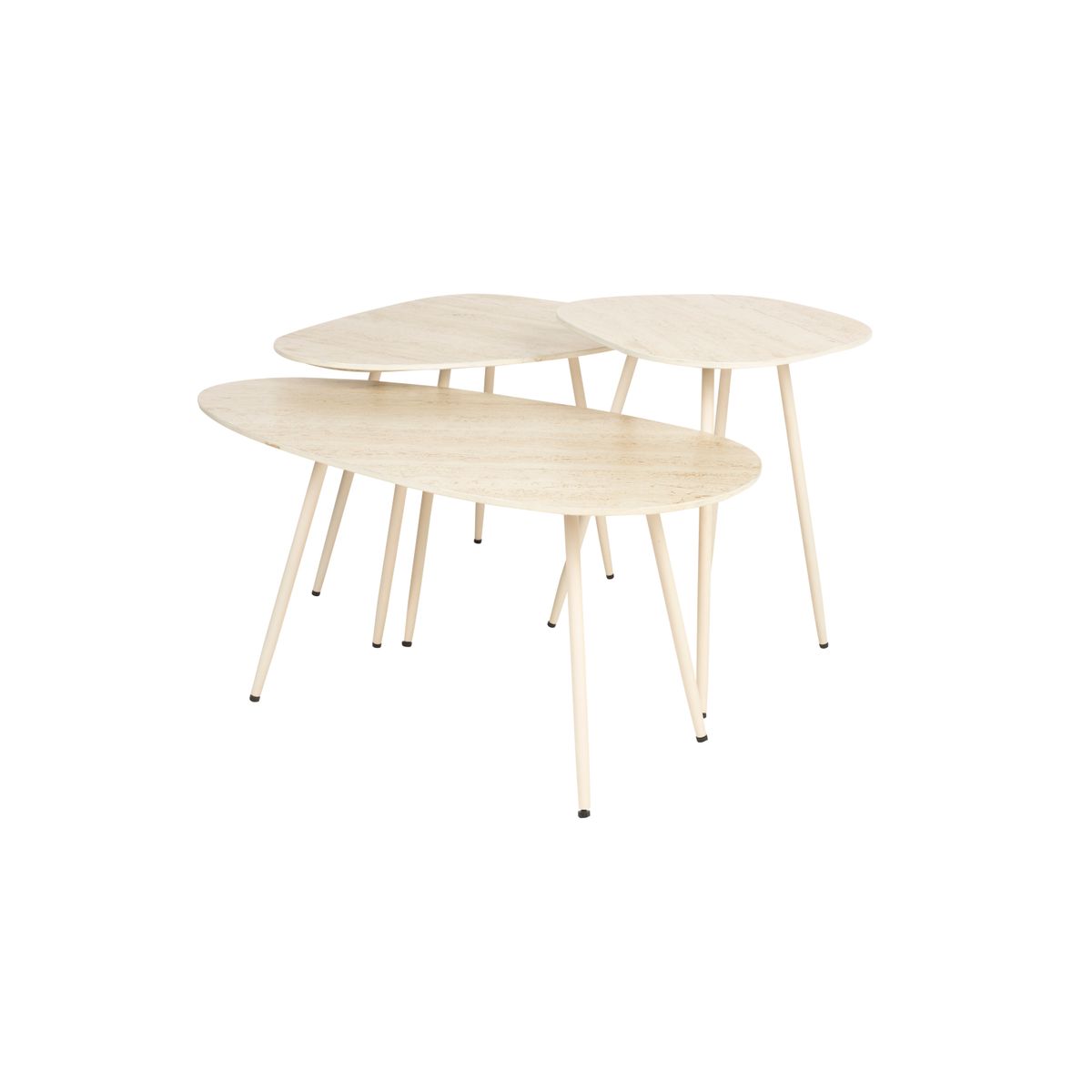 WHITE LABEL LIVING Faiz sidebord - beige keramik/jern (sæt med 3)