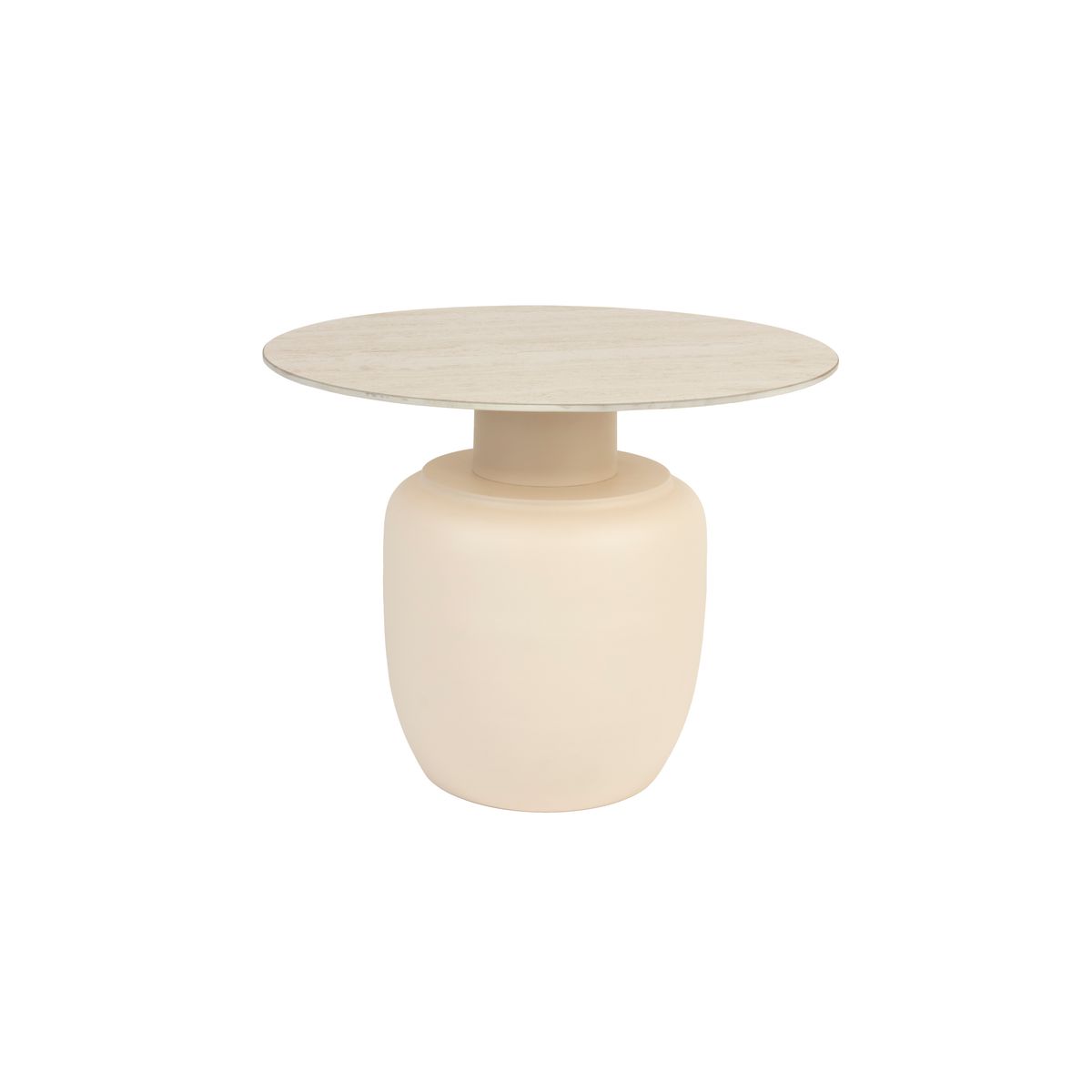 WHITE LABEL LIVING Karula sidebord, Høj, rund - beige keramik/jern (Ø60)