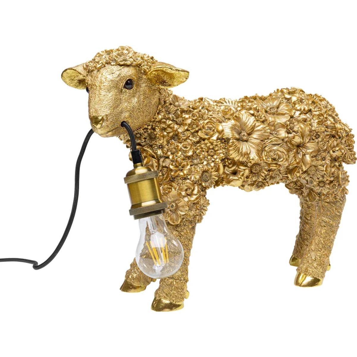 KARE DESIGN Animal Flower Sheep bordlampe - guld polyresin