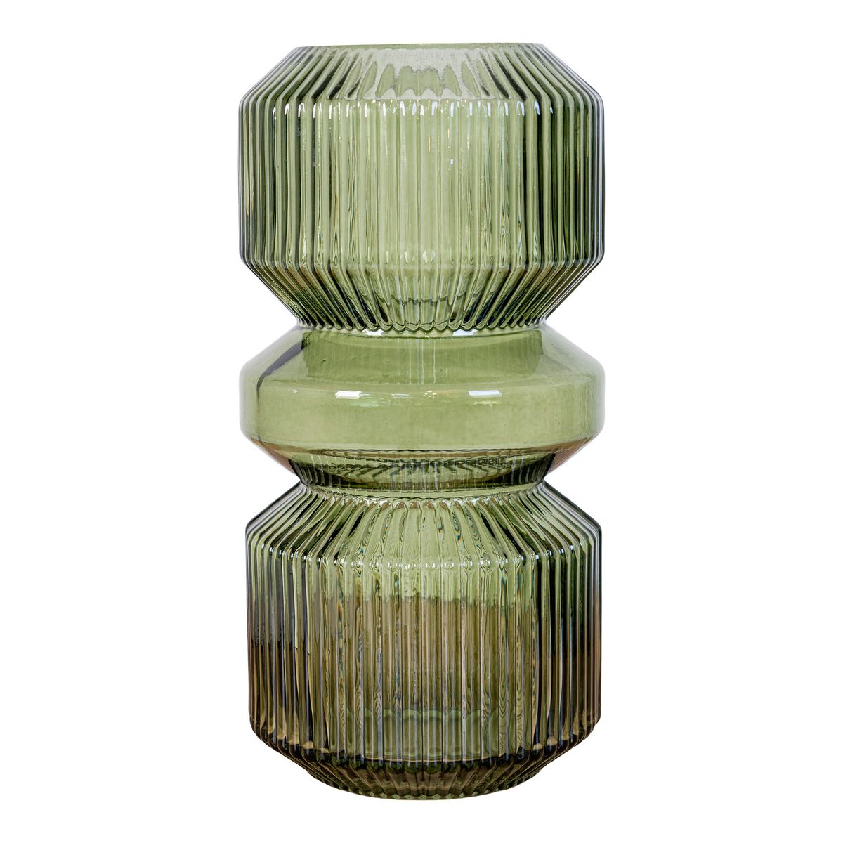 HOUSE NORDIC vase, rund - grøn glas (H:24,5)