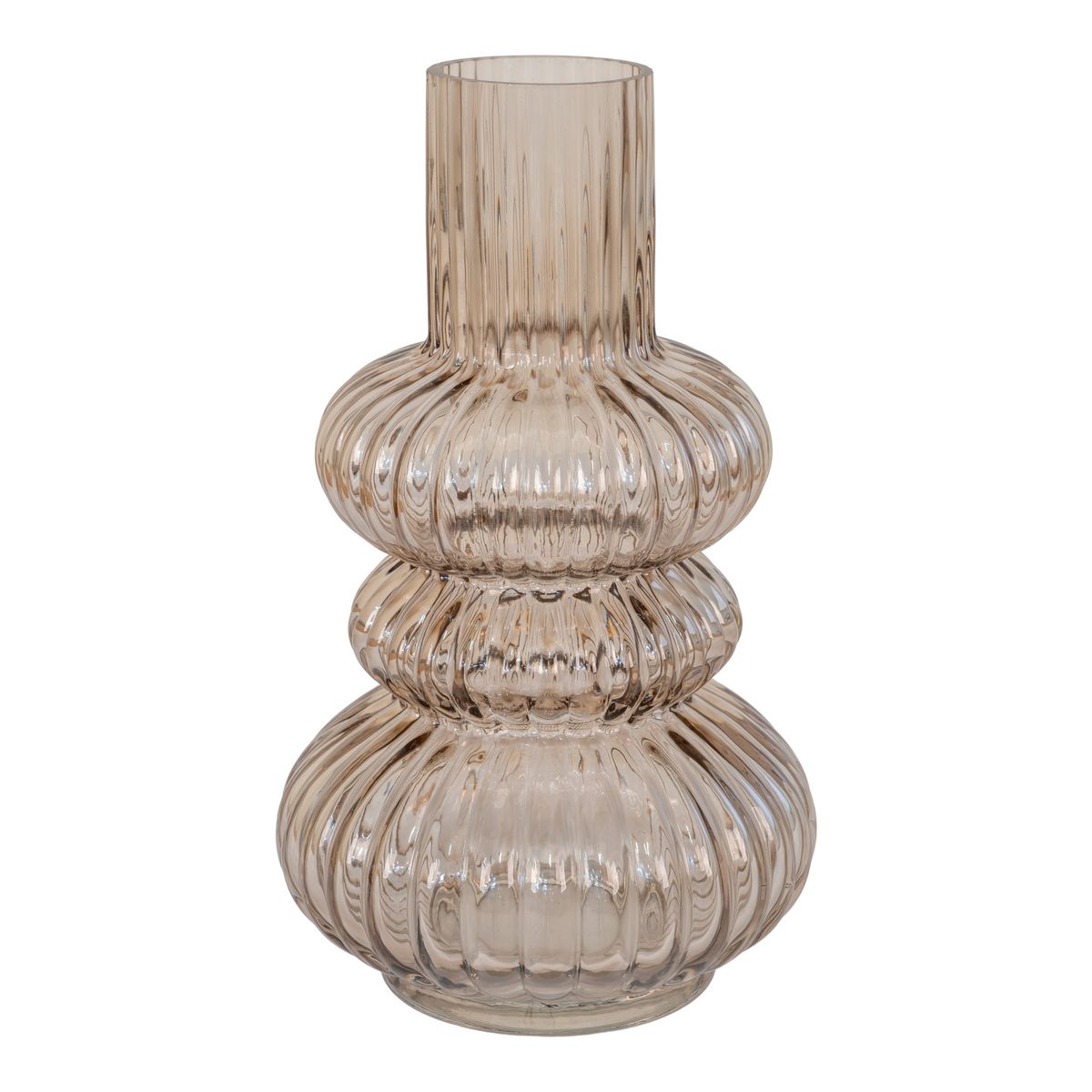 HOUSE NORDIC mundblæst vase, rund - røgfarvet glas (H:25)