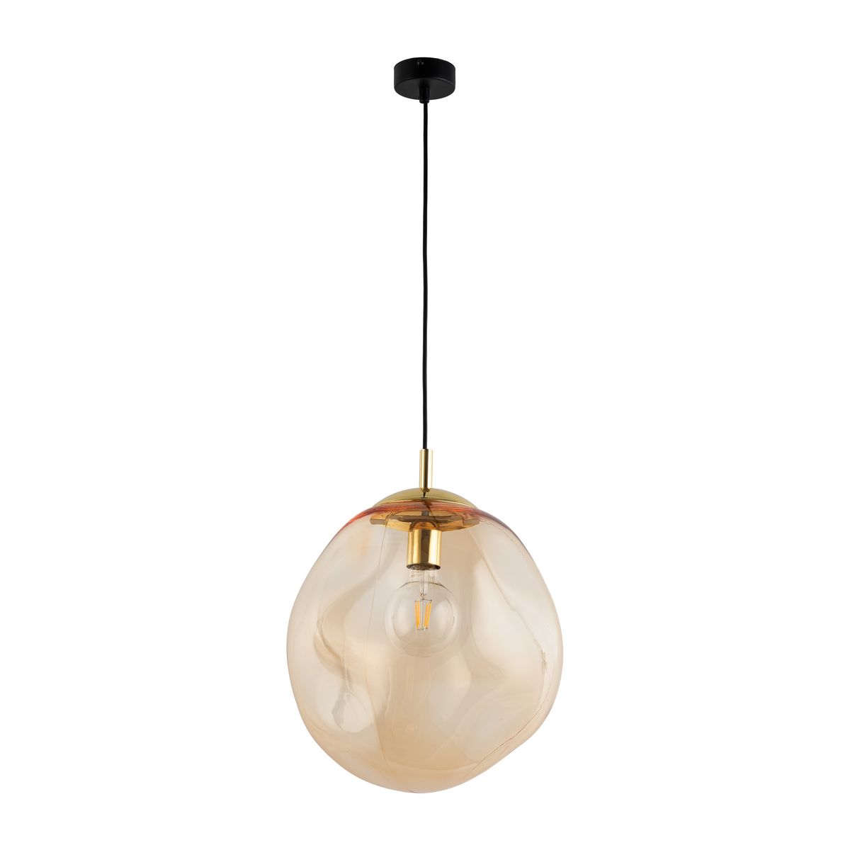 TK Sol loftlampe - rav glas og guld metal