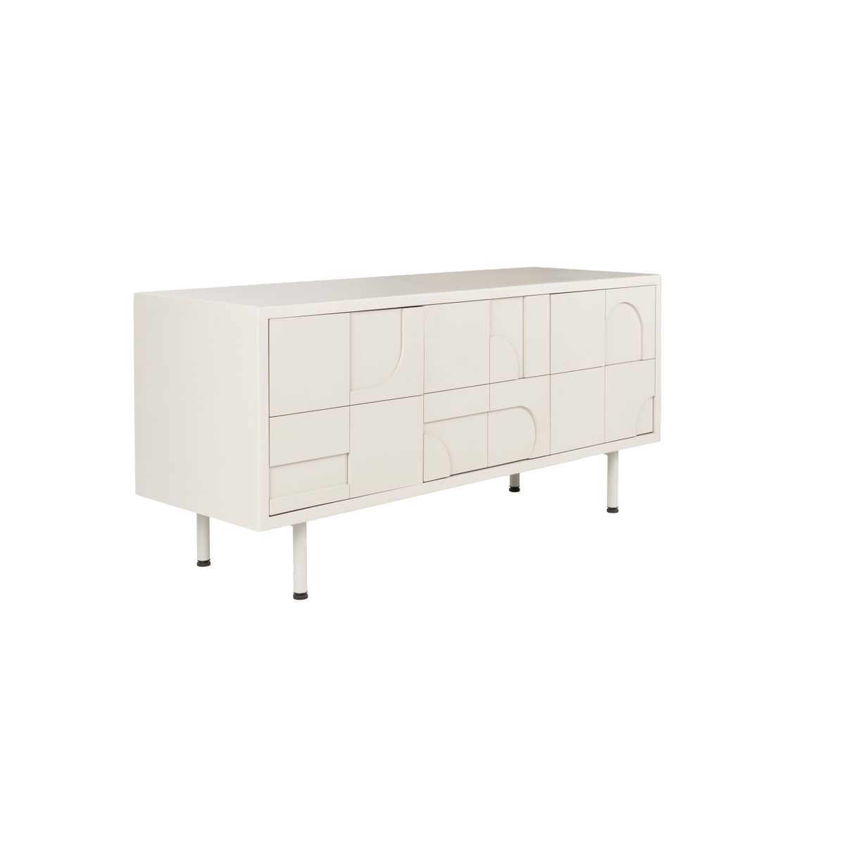 WHITE LABEL LIVING Funk TV-bord, m. 3 låger og 1 hylde - offwhite MDF og metal (120x40)