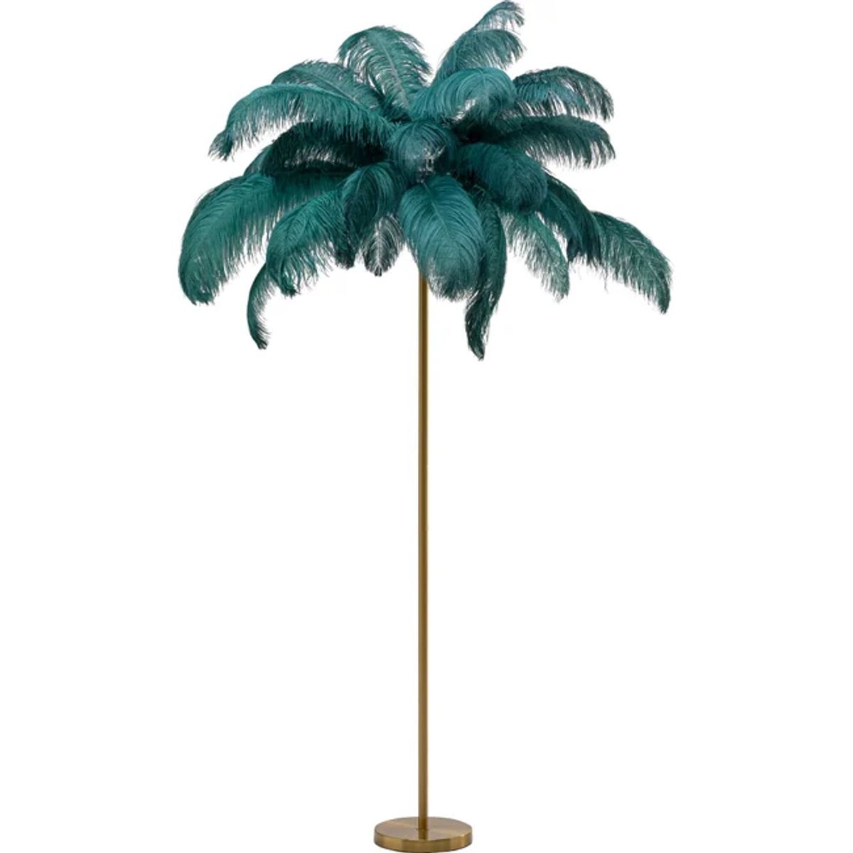 KARE DESIGN Feather Palm gulvlampe - grøn strudsefjer og messing stål