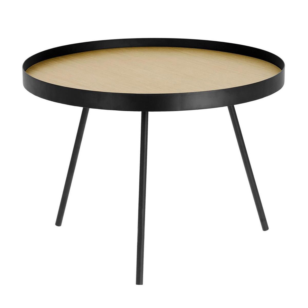 KAVE HOME Nenet sidebord - natur MDF og sort stål (Ø60)