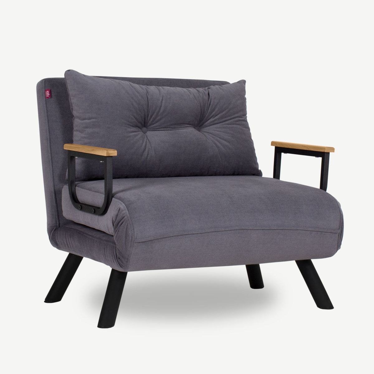 NORDVÄRK Sando Single sovesofa - grå polyester og metal (175x60)