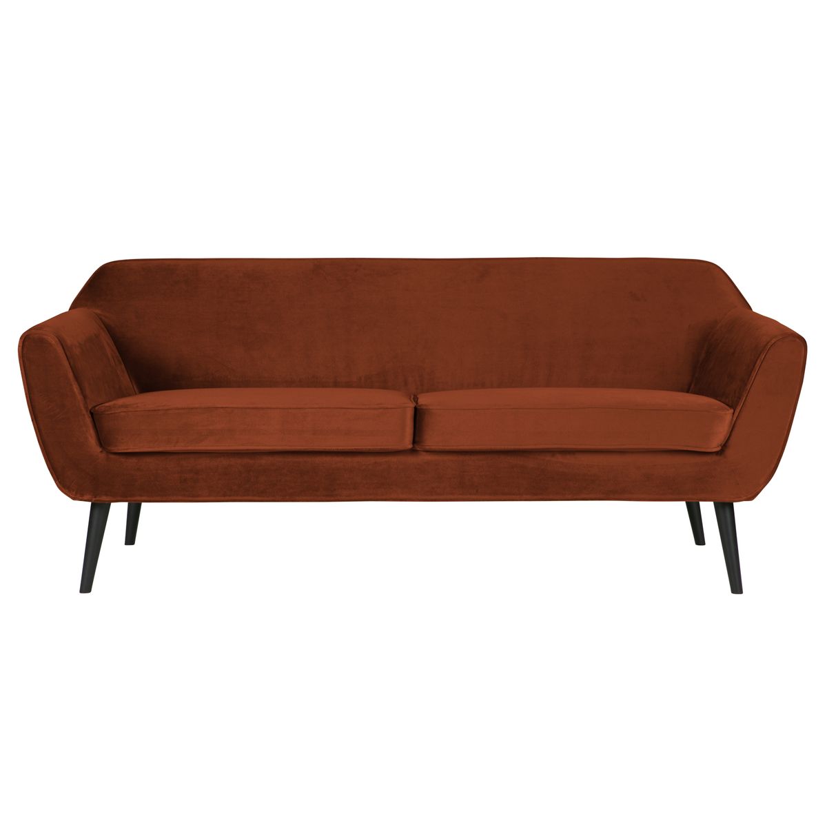 WOOOD Rocco sofa - rust polyester fløjl og sort bøgetræ