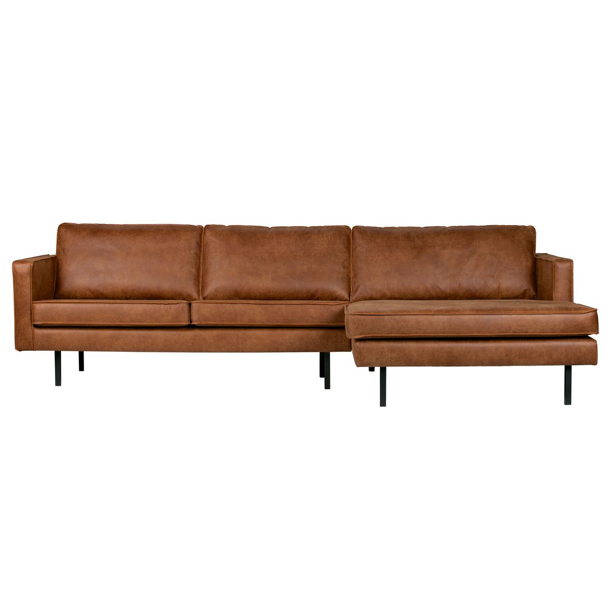 BEPUREHOME Rodeo sofa, m. højre chaiselong - cognac stof