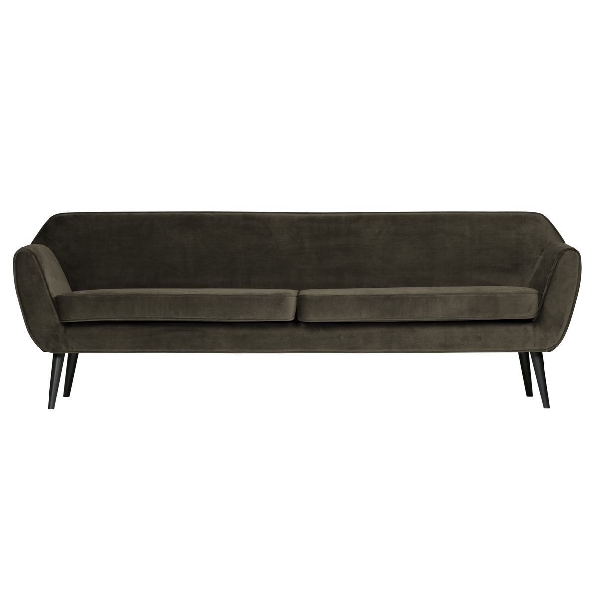 WOOOD Rocco XL sofa - varm grøn polyester fløjl og sort bøgetræ