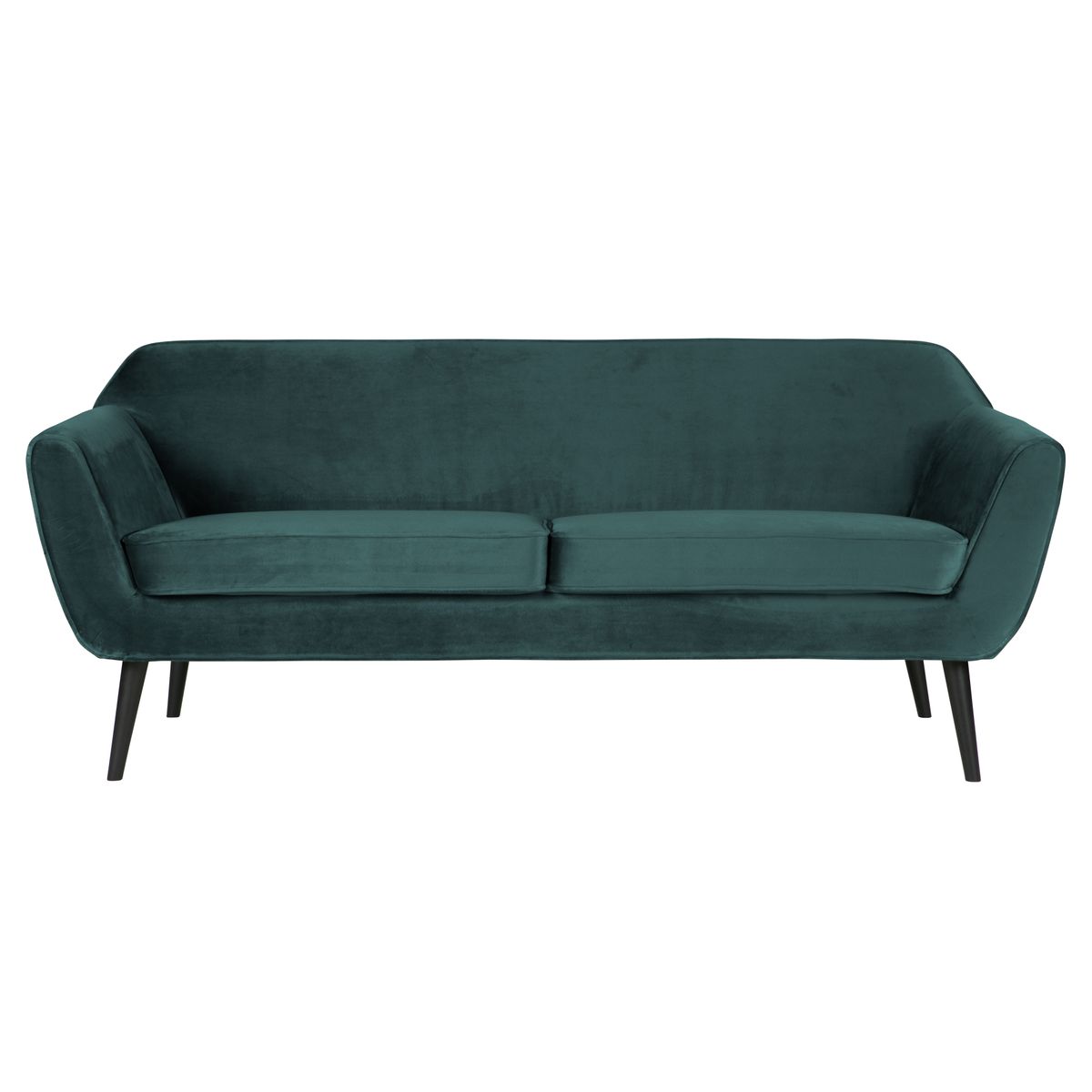 WOOOD Rocco sofa - krikand blågrøn polyester fløjl og sort bøgetræ