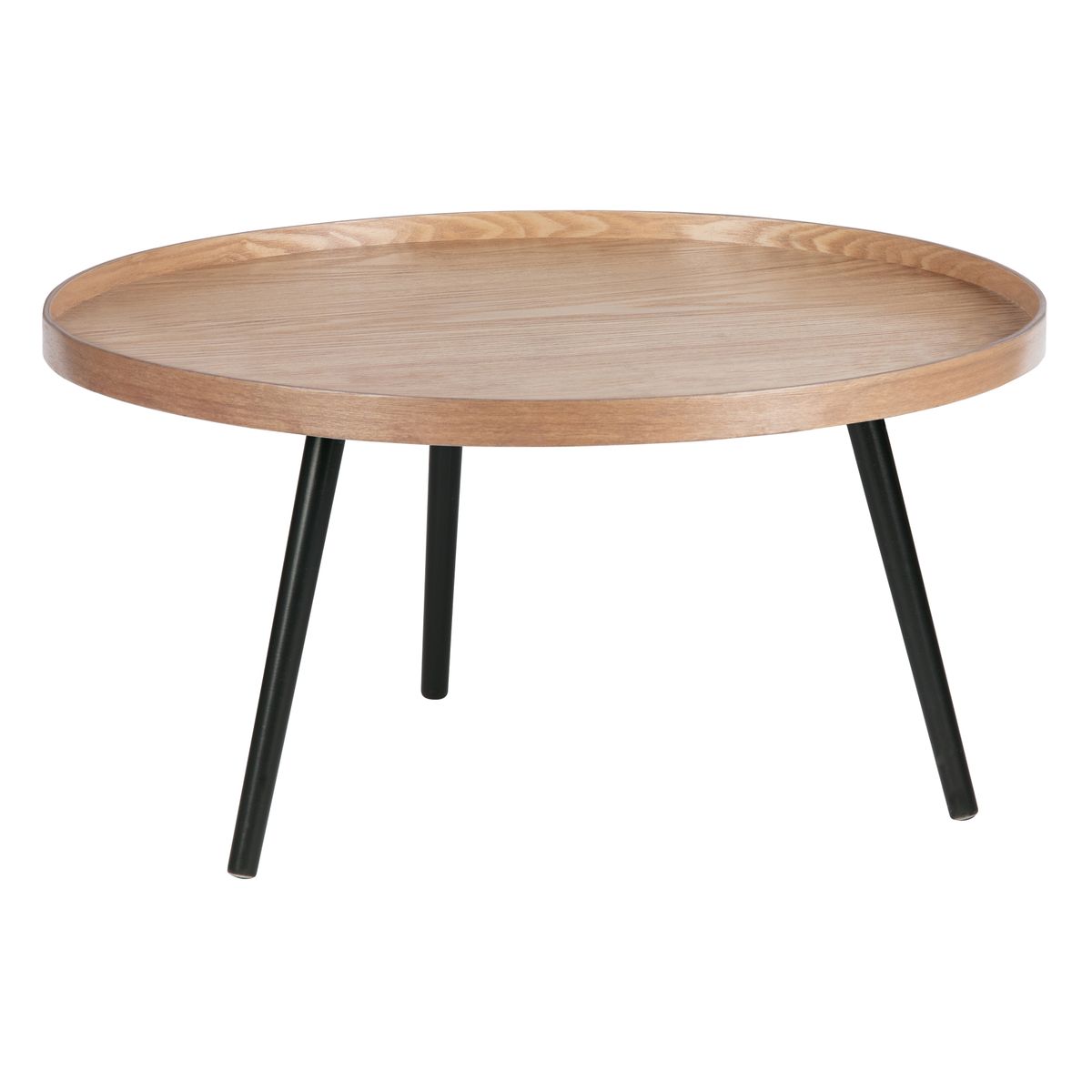 WOOOD Mesa sidebord XL, rund - natur MDF og sort fyrretræ (Ø78)