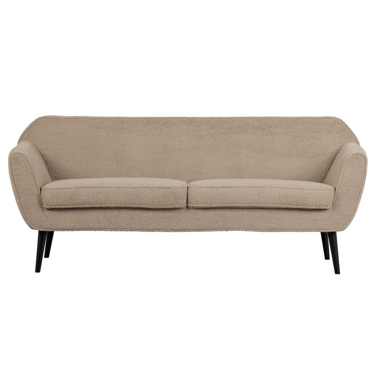 WOOOD Rocco sofa - sand polyester bamsestof og sort bøgetræ