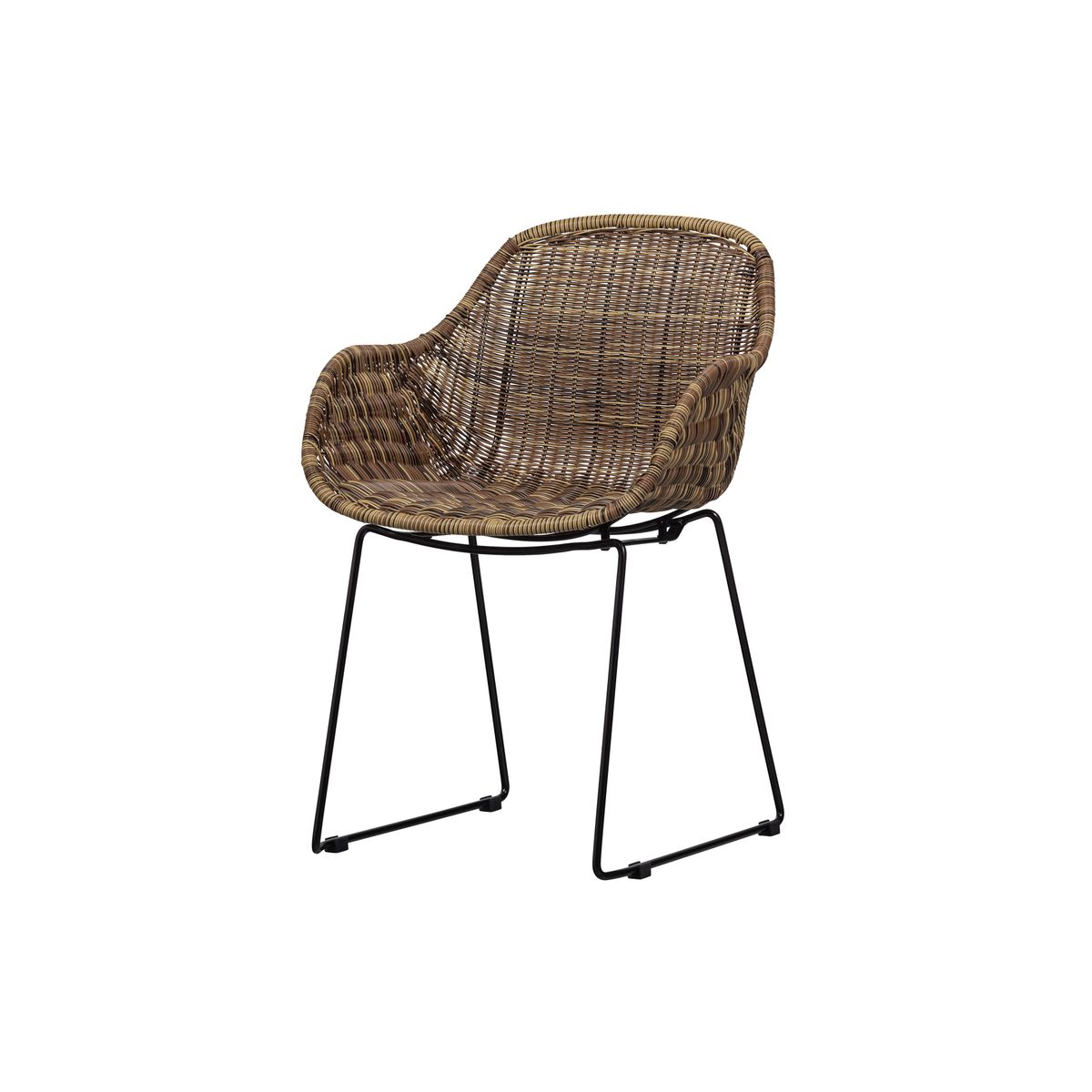 WOOOD EXCLUSIVE Willow havesol, m. armlæn - natur polyrattan og metal