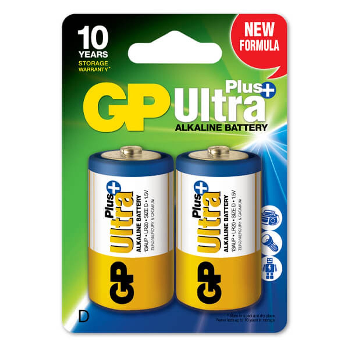 D batteri / GP Ultra Plus / 2 stk / Højt strømforbrug