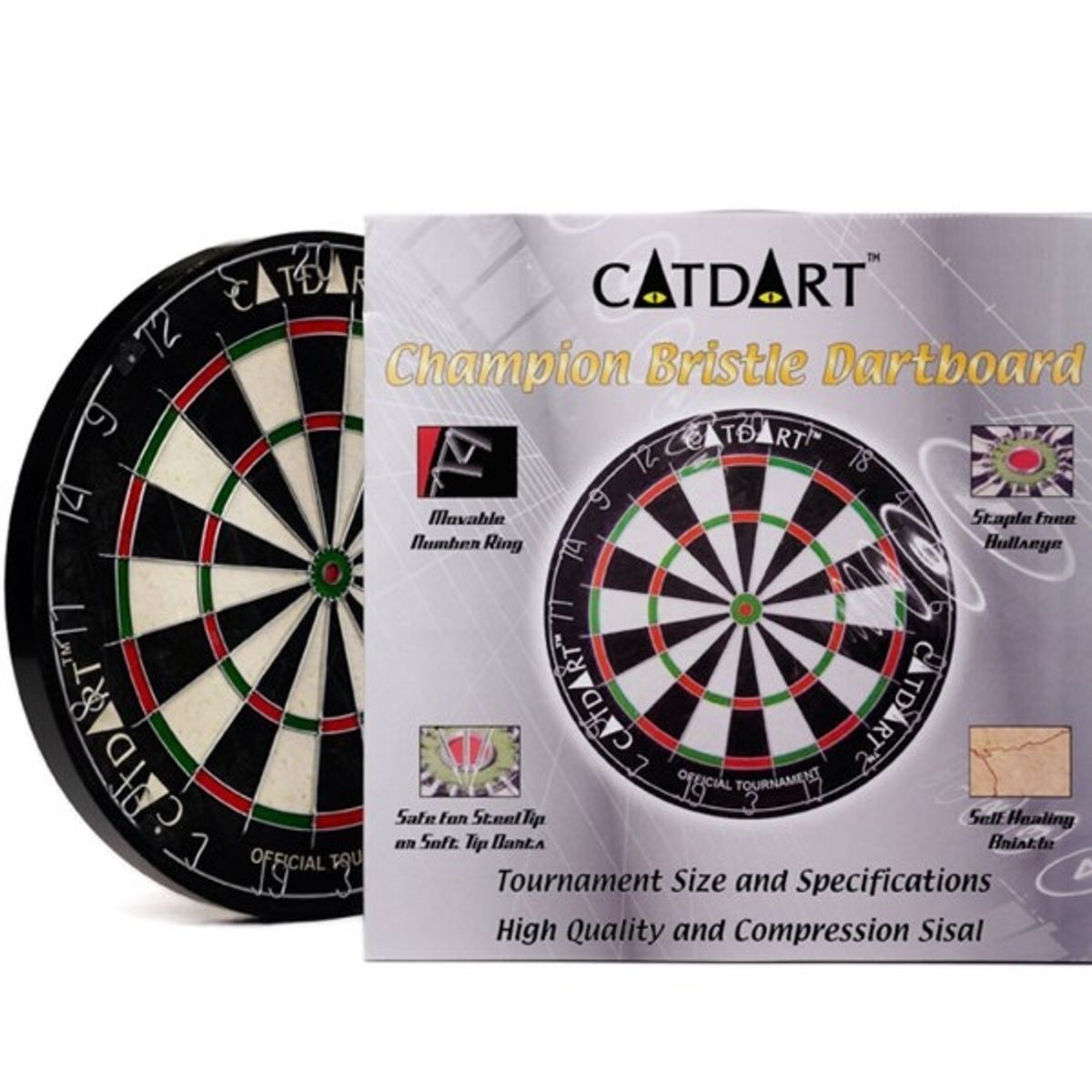 Catdart Champion Bristle Dartskive - Lækker skive med SISAL fibre - HURTIG LEVERING