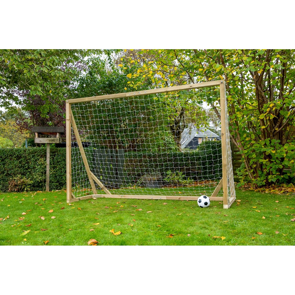 Fodboldmål i TRÆ - FRI FRAGT - 300 cm x 200 cm med net - KRAFTIG KVALITET - HURTIG LEVERING