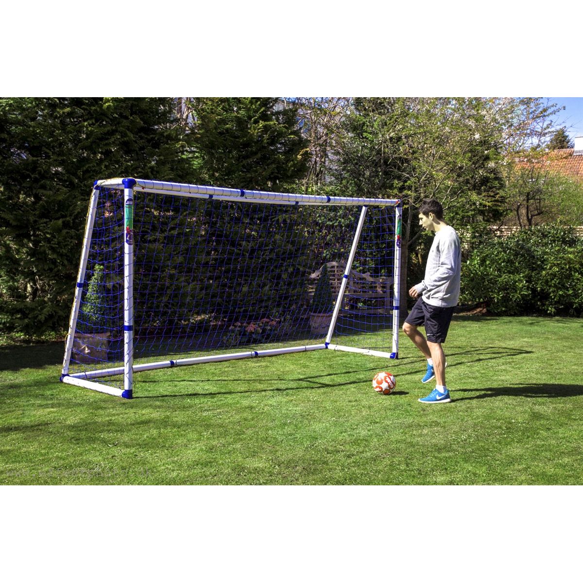 Fodboldmål TARGET SPORT PRO 7 - FRI FRAGT - 366 cm x 183 cm m/net - STÆRKT OG VEJRBESTANDIGT!