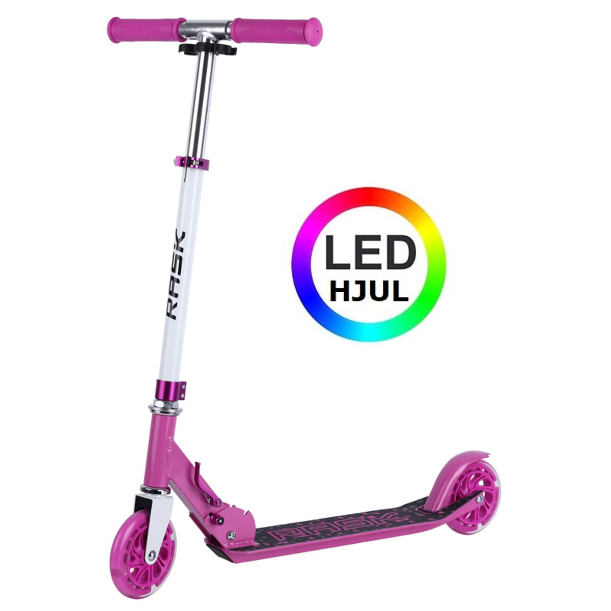 RASK 120 mm Pink løbehjul - Med LED-lys i hjulene - HURTIG LEVERING - Til børn fra 4 år