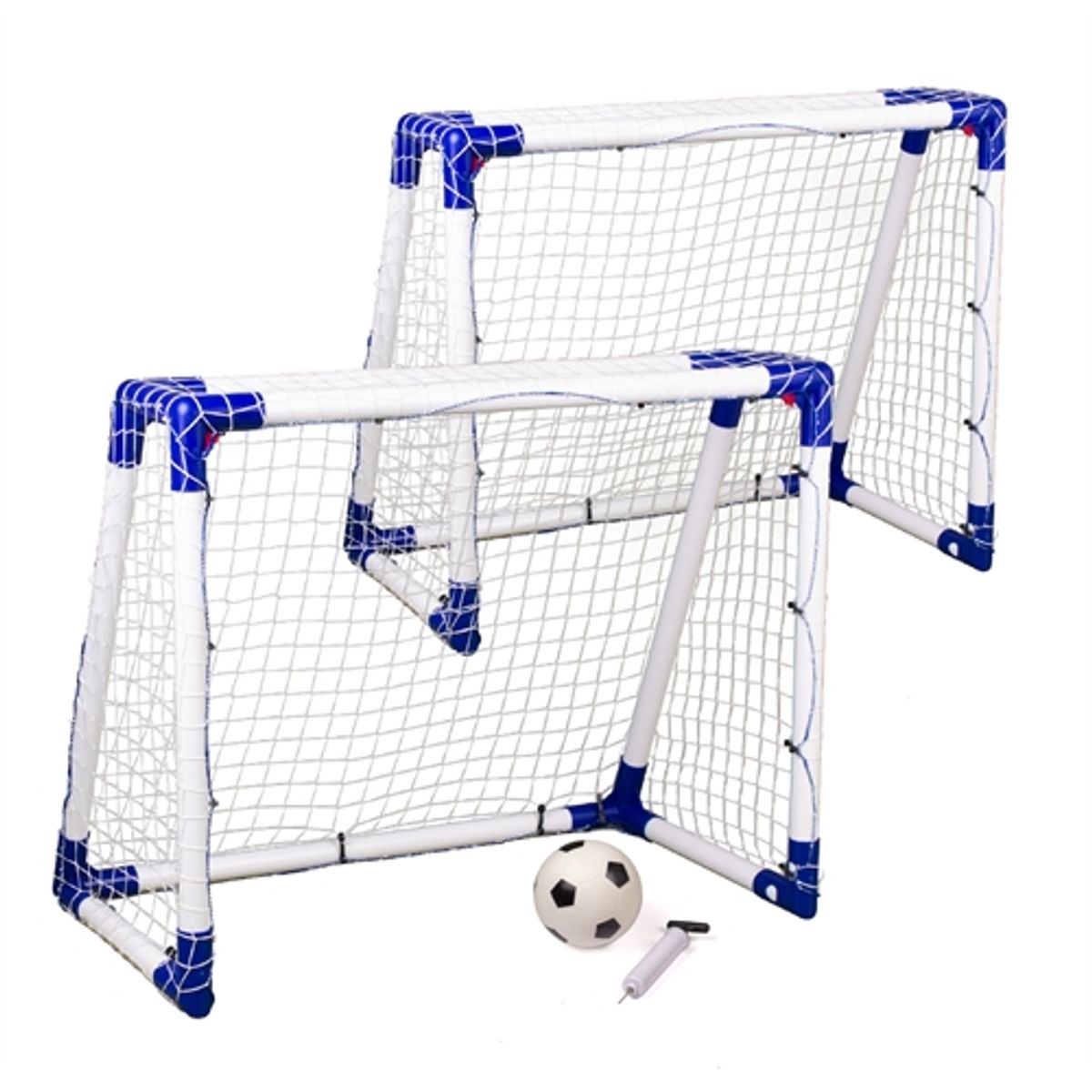 Minipode Fodboldmål i PLAST - 110 x 90 x 60 cm - Sæt med 2 mål, bold og pumpe - HURTIG LEVERING!