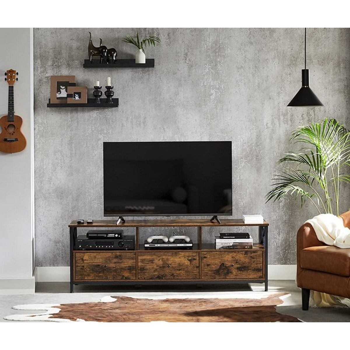 TV-bord - TV-bænk i industrielt design - rustik brun 147x40x50 - Borde > TV-borde - Daily-Living