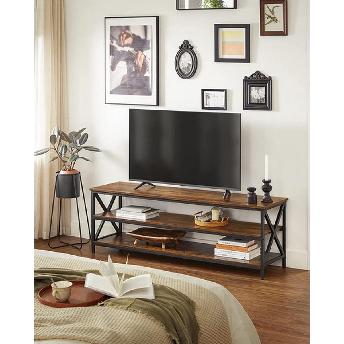 TV-bænk - TV-bord i industrielt design - rustik brun 147x40x50 - Borde > TV-borde - Daily-Living