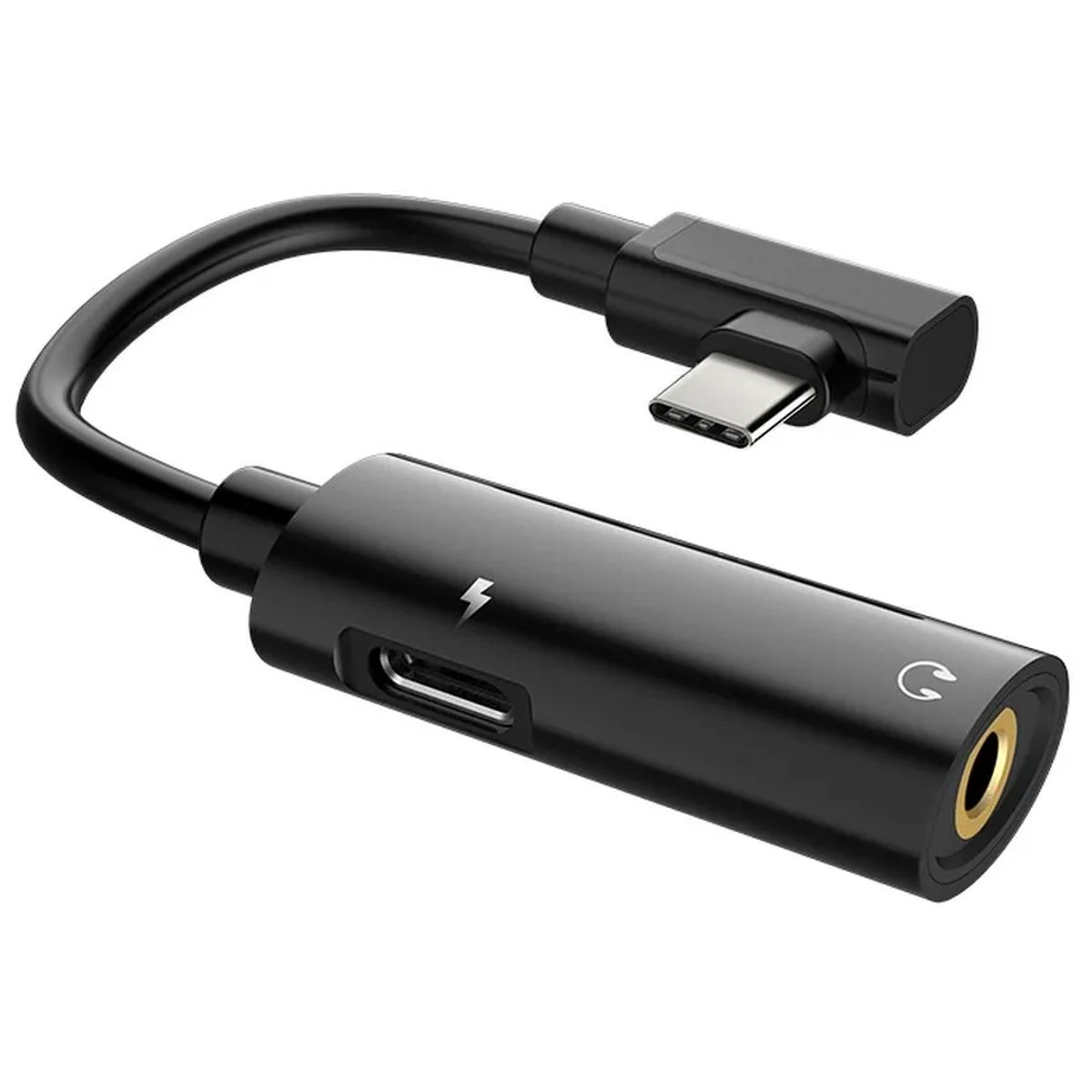 HOCO USB-C adapter til Minijack 3,5mm + USB-C - Sort