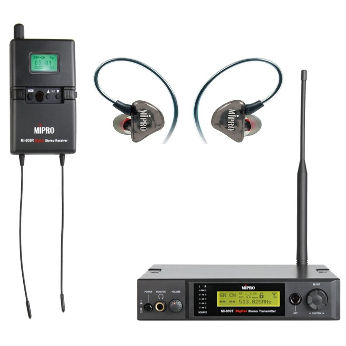 Mipro MI-909 Digital stereo In-Ear System inkl In-Ear hovedtelefoner - 5E / 480-544 MHz