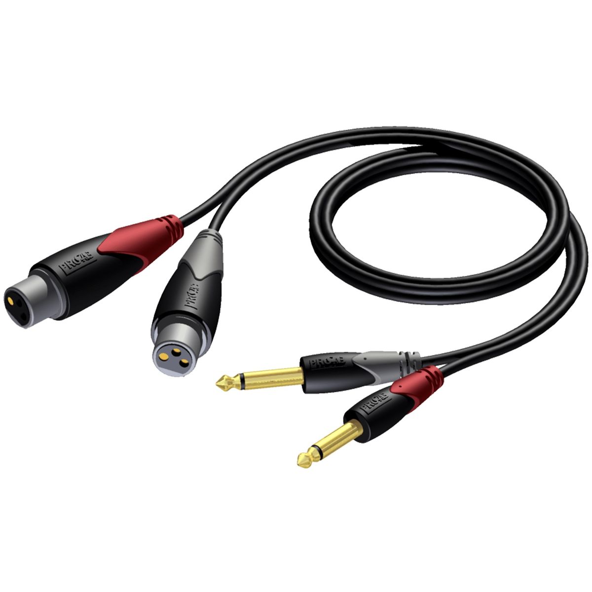 Procab CLA707 - 2x Jack 6,3 Mono til 2x XLR 3Pol Hun 1,5 meter