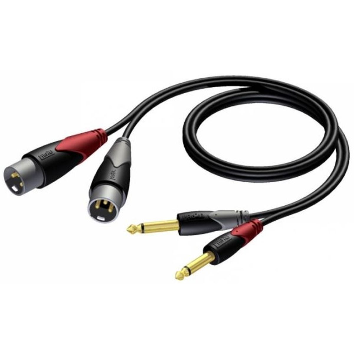 Procab CLA708 - 2xJack 6,3 Mono til 2xXLR 3Pol Han 3 meter