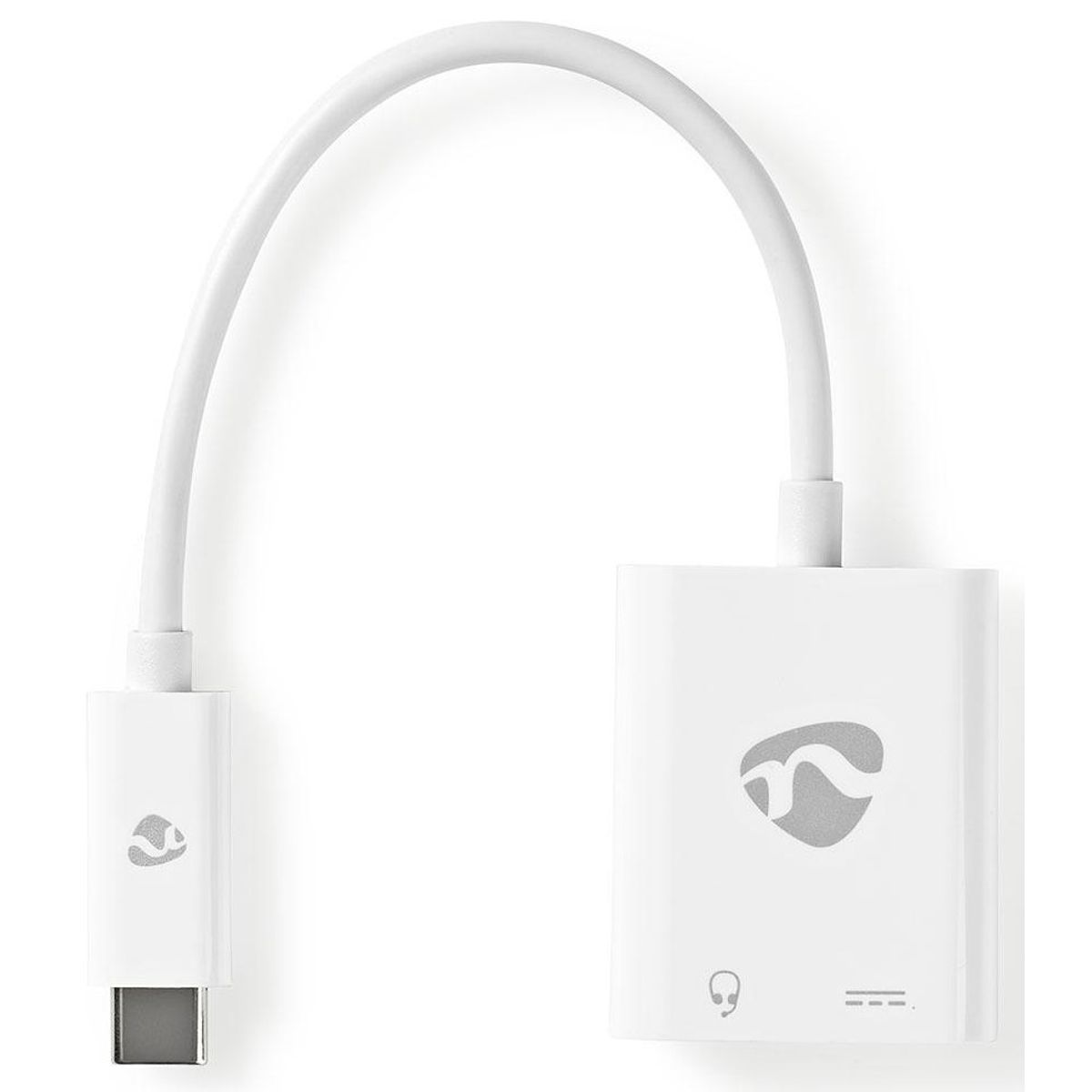 USB-C til Minijack + USB-C Adapter kabel - Hvid