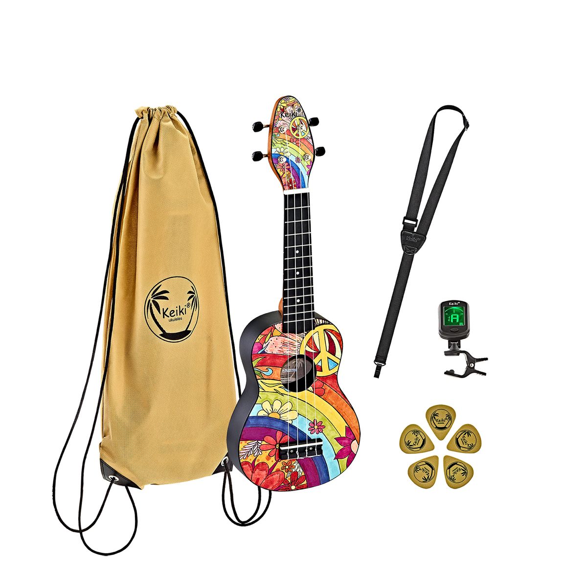 Ortega Keiki K2 "Peace 68" Sopran Ukulele Pack