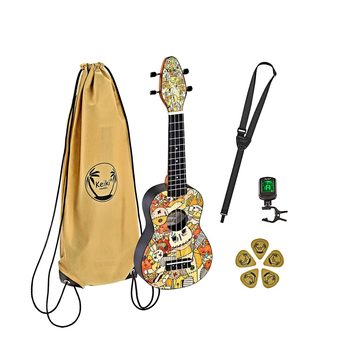 Ortega Keiki K2 "Voodoo" Sopran Ukulele Pack