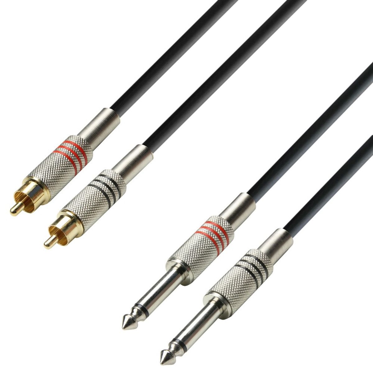 Adam Hall Cables 3 STAR TPC 0300 Twin Cable | 2 Jack TS x 2 RCA | 3 m