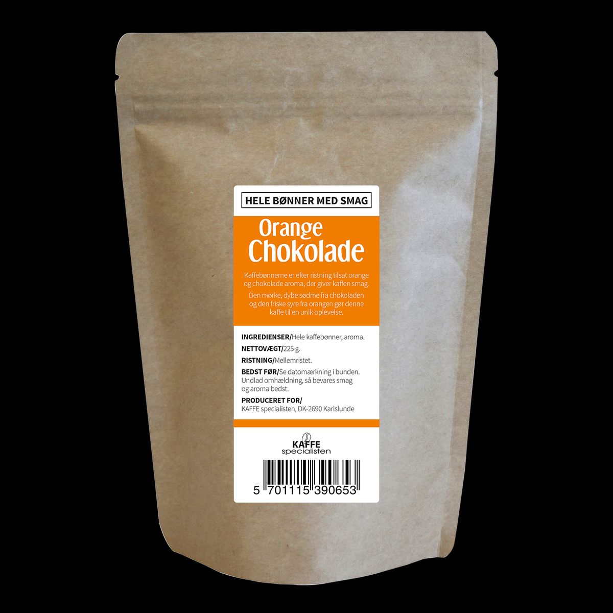 Kaffe Orange/Chokolade Hele bønner 225g