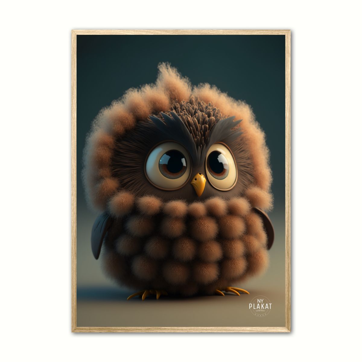 Plakat med Fluffy - Ugle 30 x 40 cm