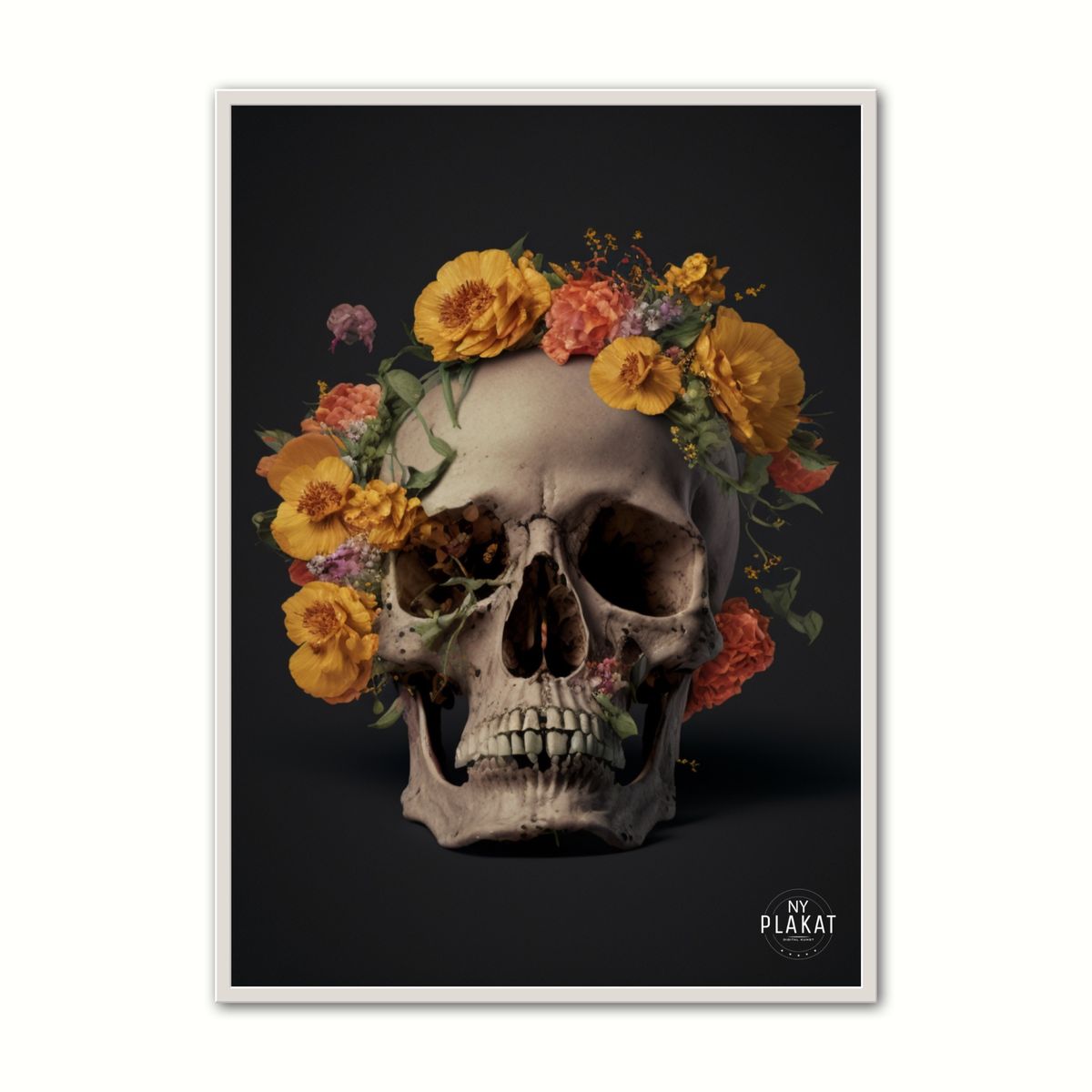 Plakat med Skull With Flowers No. 1 21 x 29,7 cm (A4)