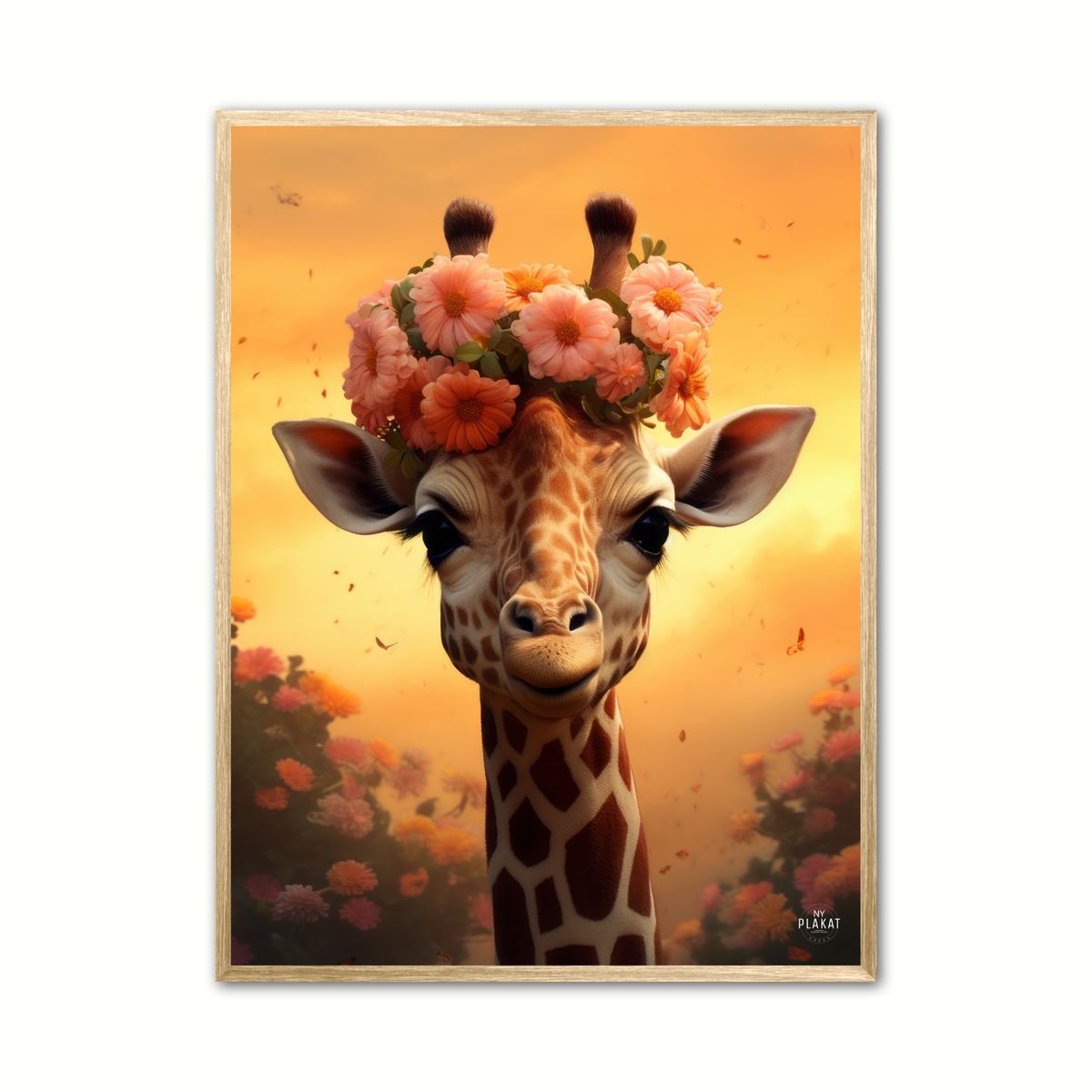 Plakat med Giraffens Blomstermagi - Giraf Plakat 9 21 x 29,7 cm (A4)