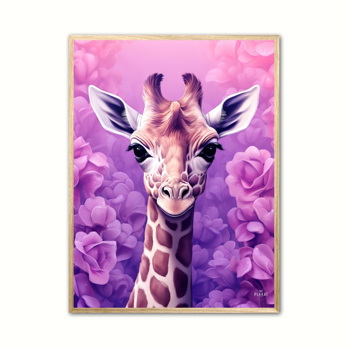 Plakat med Giraffens Lilla Rosedrm - Giraf Plakat 25 50 x 70 cm (B2)