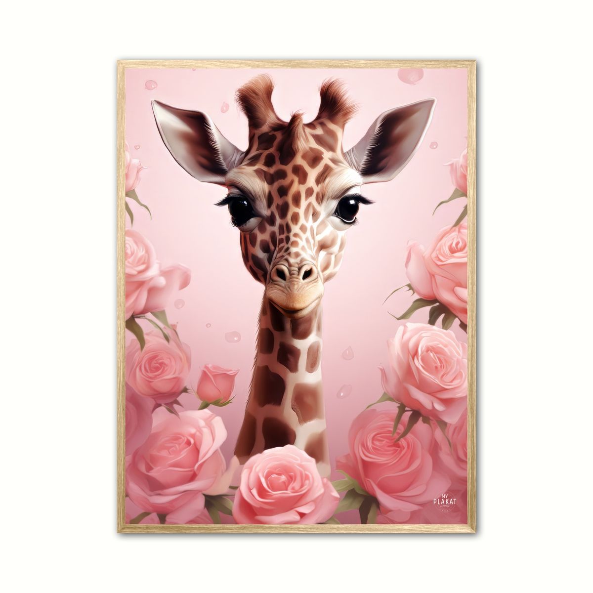 Plakat med Giraffens Pink Rose Oase - Giraf Plakat 30 21 x 29,7 cm (A4)