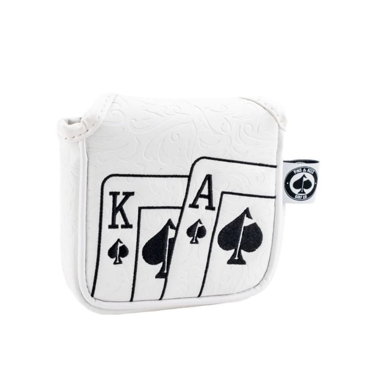 Pins and Aces Putter Headcover Mallet White Out Ace of Spades