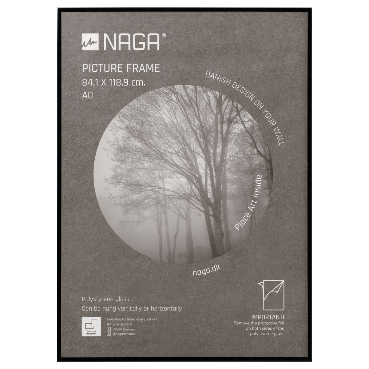 Ramme til plakater 84,1 x 118,9 cm, sort