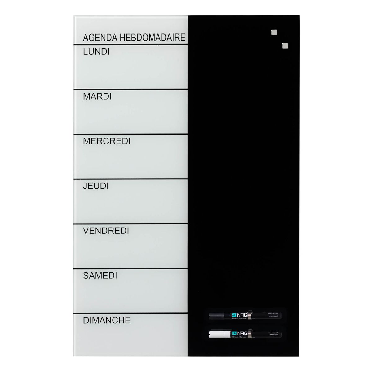 40 x 60 cm. Glas uge tavle Fransk