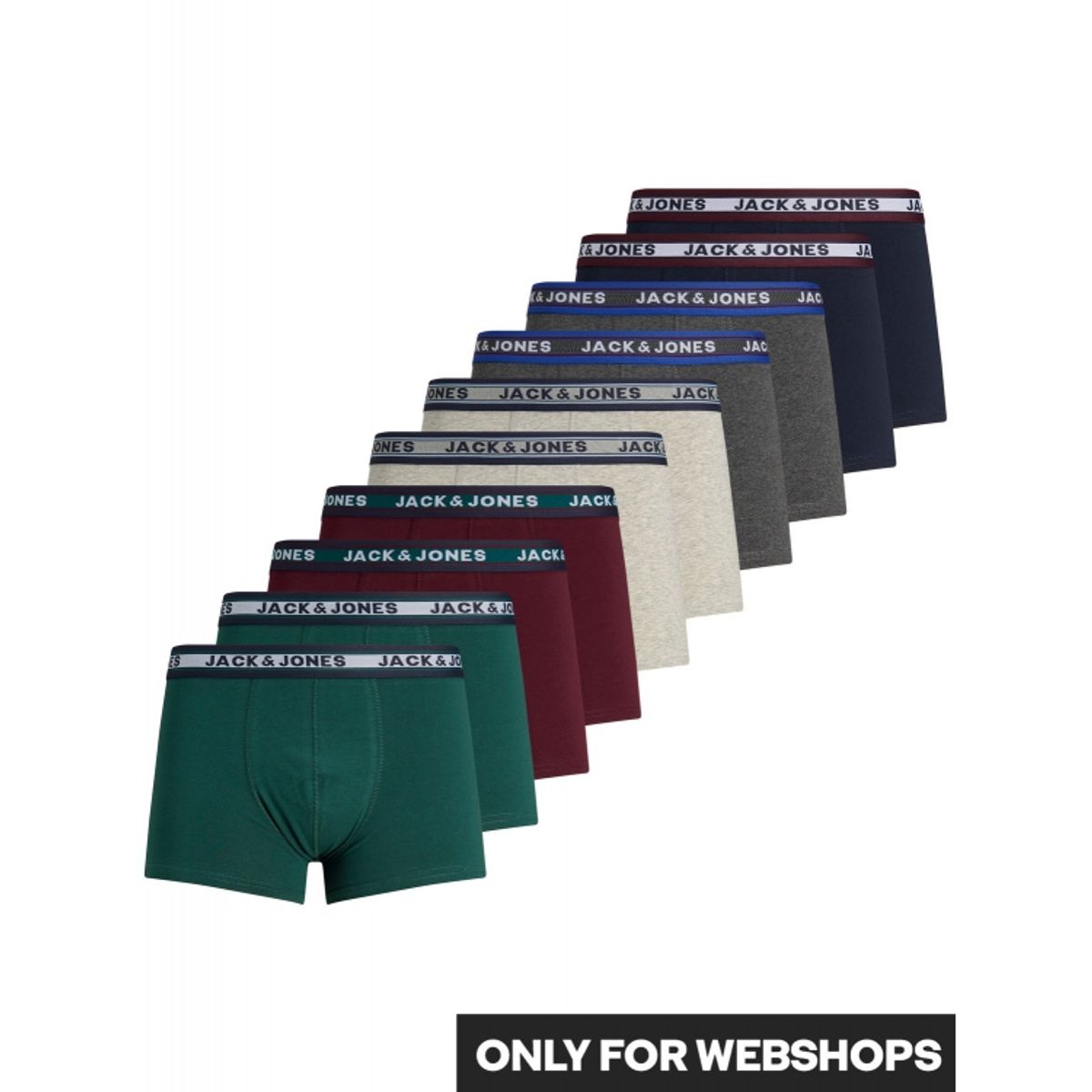 Jack & Jones 10pak boxershorts i multifarvet til herre.