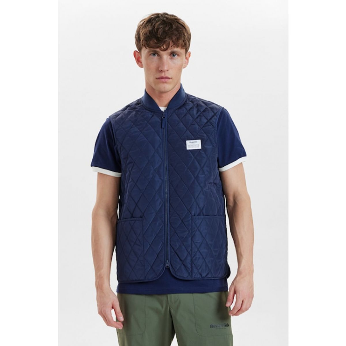 Resteröds quilted zip vest i navy til herre