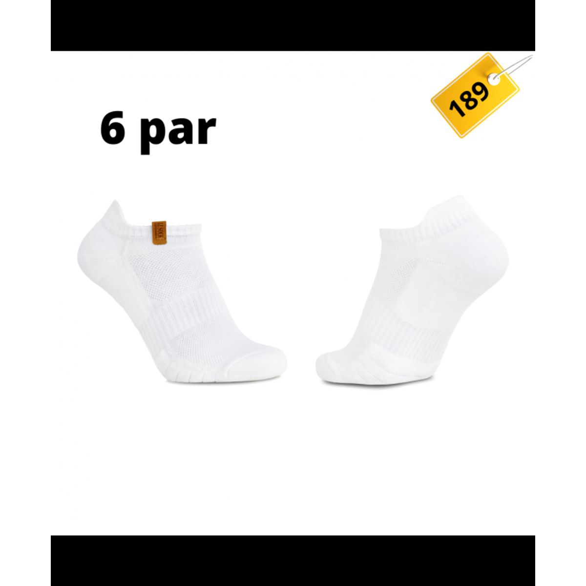 iZ Sock 6pak sports ankelstrømper i hvid m.bomuld