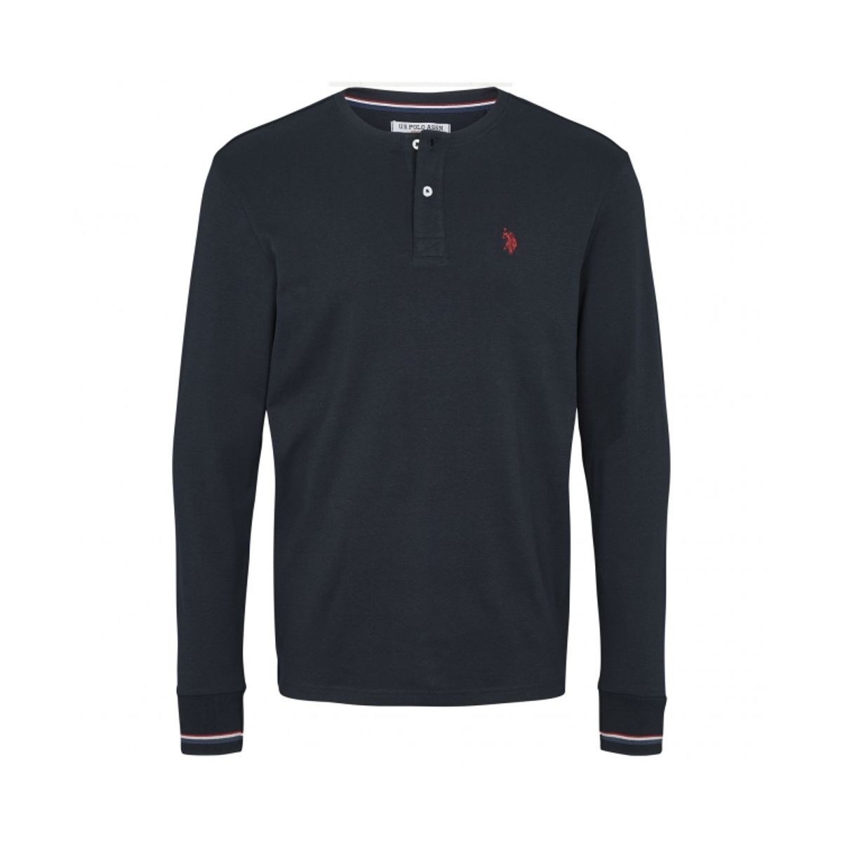 U.S POLO ASSN langærmet t-shirt m. knapper i navy til herre | Regular fit |