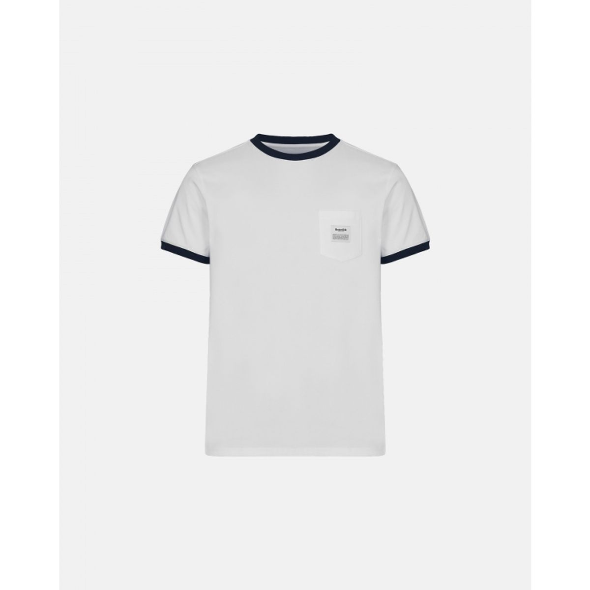 RESTERÃDS økologisk bomuld retro t-shirt m. logo i hvid/navy til herre