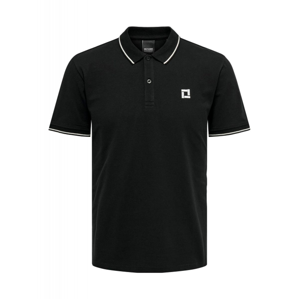 ONLY & SONS polo t-shirt i sort til herre | Regular fit |